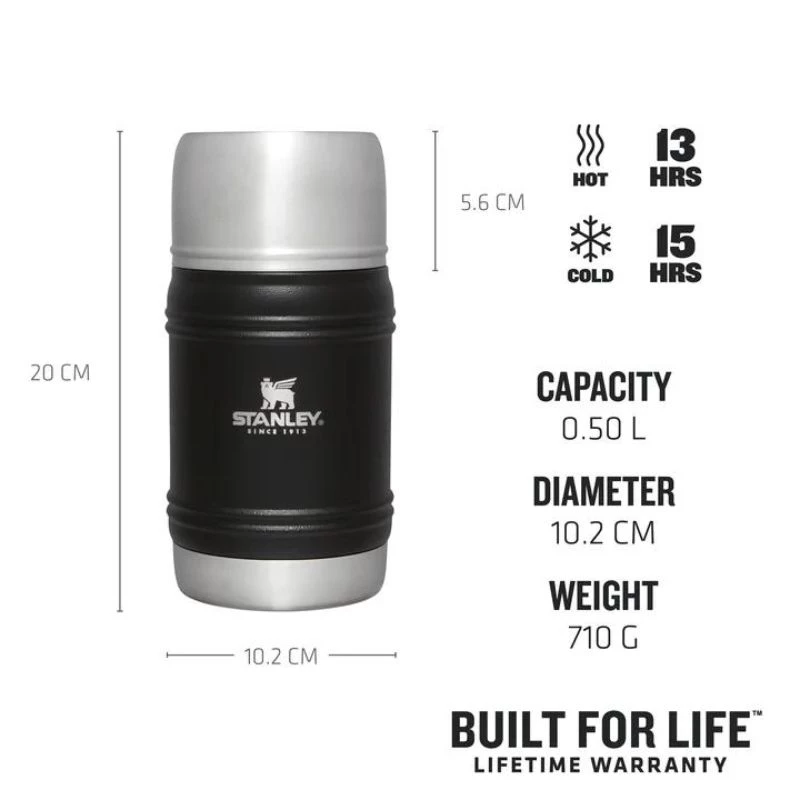 STANLEY The Artisan Thermal Food Jar 0.5L Black - Vacuum Insulated Stainless Steel, Leak-Proof, 6h Hot / 12h Cold