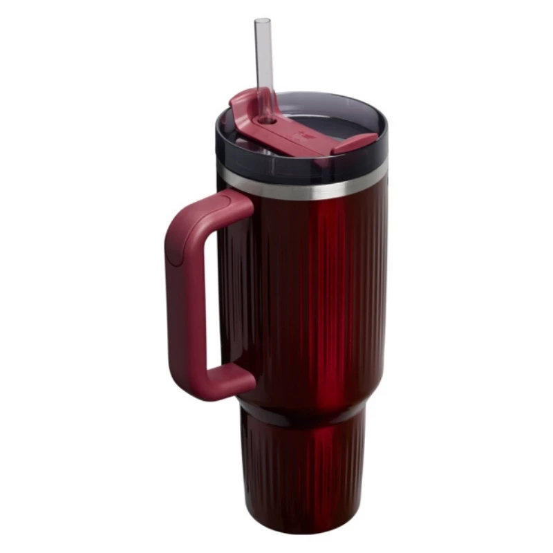 STANLEY The Quencher H2.0 Fluted Tumbler 1.18L Glossy Maroon Thermos Mug with Straw
