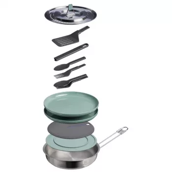 STANLEY Wildfare Core Fry Pan Cookset 0.94L 4-Piece Camping Cookware Set Blue-Gray/Dark Gray