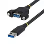 StarTech.com 2 m USB 3.0 Type-A Extension Cable, Male to Female Panel Mount (USBPNLAFAM2M)