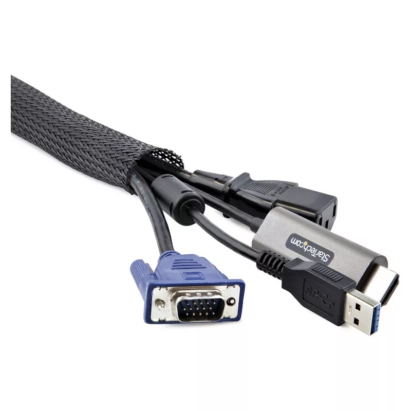 StarTech.com 3 m Cable Sleeve with Velcro, Cable Management/Grommet - Cable Management Grommet - Black - 3 m