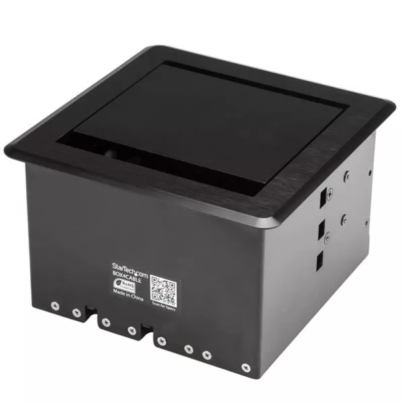StarTech.com Cable Management Box for Conference Tables - Black - Flush Mount Pop-Up