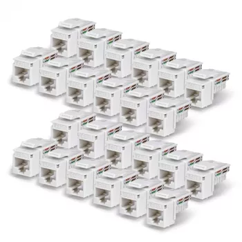 StarTech.com Cat6 Keystone Jack 24-Pack, RJ45 UTP, 90-Degree 110 Punch Down, White