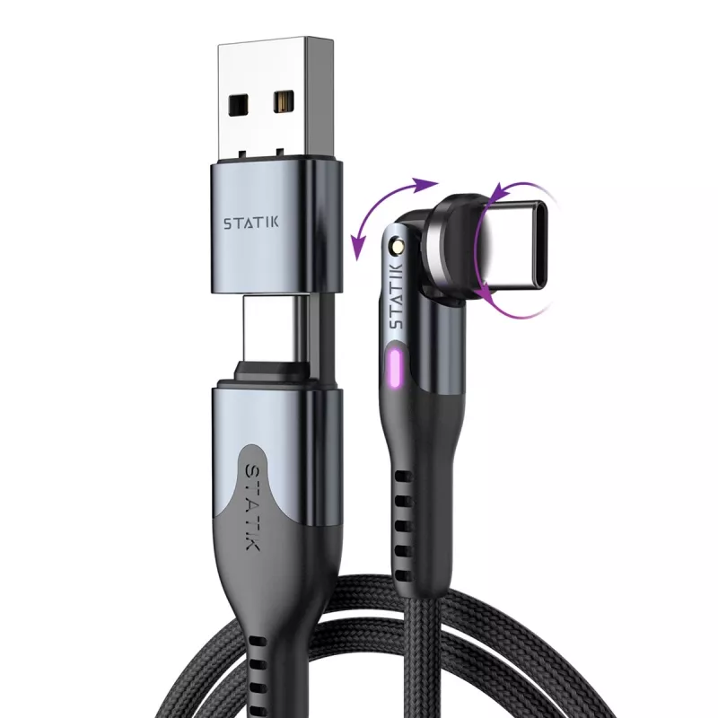 STATIK PowerPivot Pro Nylon Braided Cable, USB-C to USB-C, 1m, Black