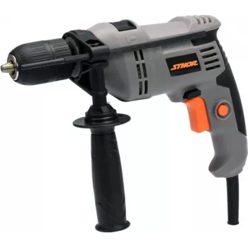 STHOR 78997 Hammer Drill 800W with 13mm Keyed Chuck, 0-3000 RPM, 0-48000 BPM, Variable Speed, Reversible, Auxiliary Handle, Depth Stop