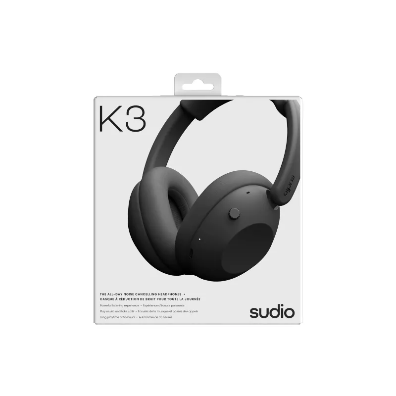 Sudio K3 Wireless Over-Ear Headphones with Hybrid ANC, Bluetooth 5.3, 60h Battery, Ink Black