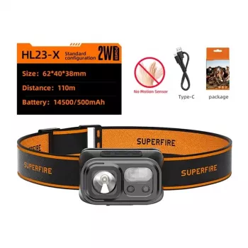 Superfire HL23-X 300 Lumen USB-C Rechargeable LED Headlamp Flashlight