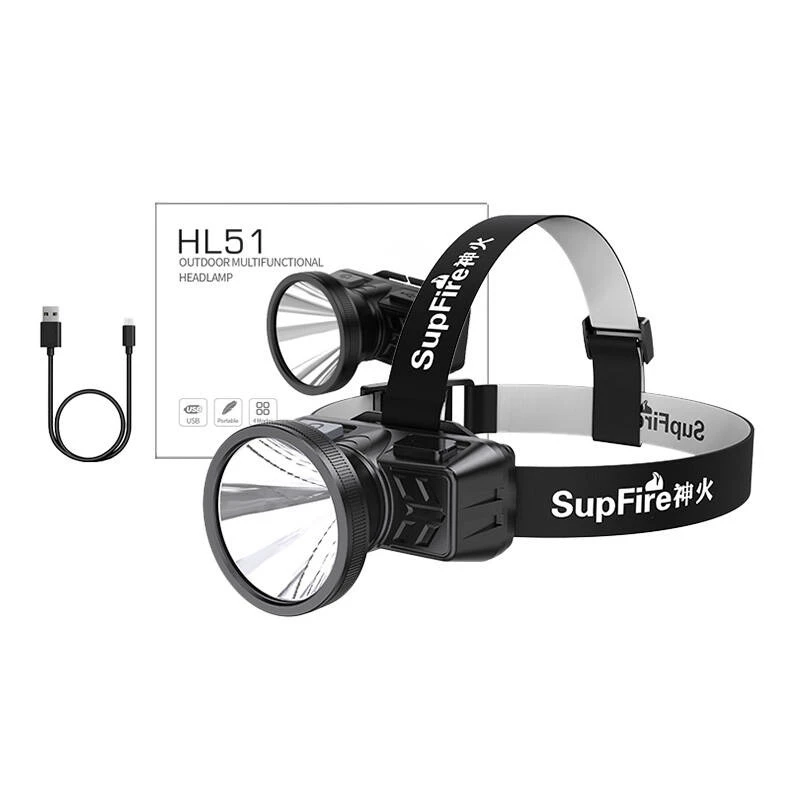 Superfire HL51 Headlamp Flashlight, 160 lm, Micro-USB, 4 Modes, 300 m