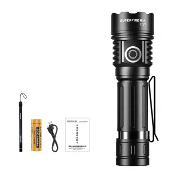 Superfire L21 Flashlight 2300 Lumens P70 LED USB-C Rechargeable IP44