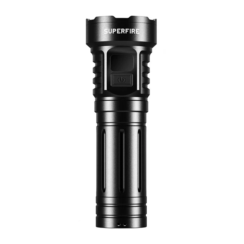Superfire L24 USB-C Rechargeable LED Flashlight, 2500 Lumens, 500m Beam, IP44, Black