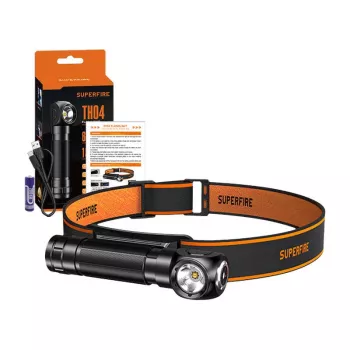 Superfire TH04 LED 2-in-1 Headlamp Flashlight, 600 Lumens, USB-C Rechargeable, 5 Modes, 150m Beam