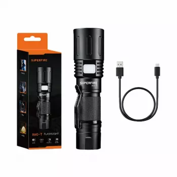 Superfire X60-T Flashlight 1500 Lumens USB Type-C Rechargeable