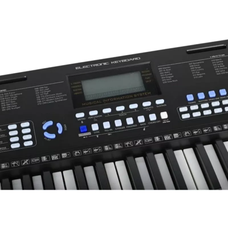 SUPRIMO EK611 61-Key Children's Learning Keyboard with LCD Display, 200 Tones, 128 Rhythms, Microphone and Music Stand