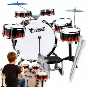 SUPRIMO K-DRUMS 2 Large Children's Drum Set with 6 Drums, Red/Black