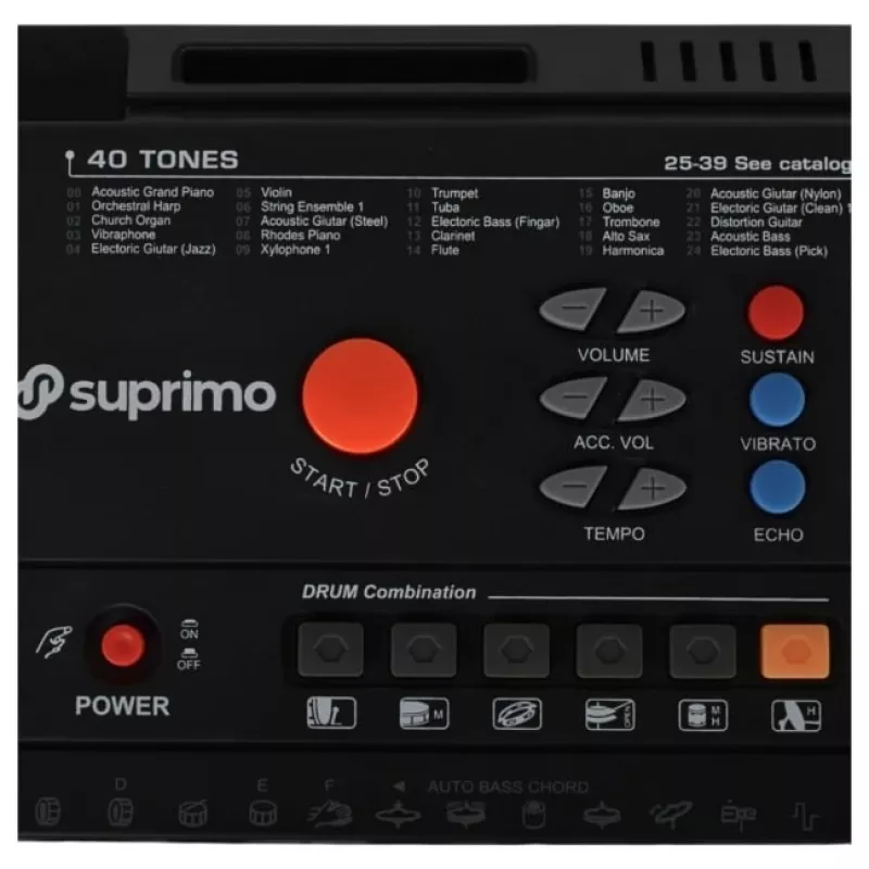 SUPRIMO MQ 6116 61-Key Children's Learning Keyboard with LCD, 128 Voices, 128 Rhythms, Recording, Microphone Input, Black
