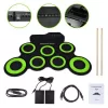 SUPRIMO Roll Up Drum Pad – 9-Pad Portable Electronic Drum Kit with Pedals, USB MIDI, Built-in Speakers, Black