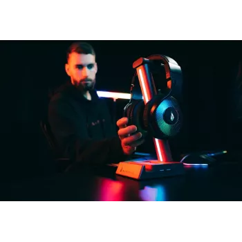SureFire VINSON N2 RGB Gaming Headset Stand with 2-Port USB Hub and 3.5mm Audio Passthrough