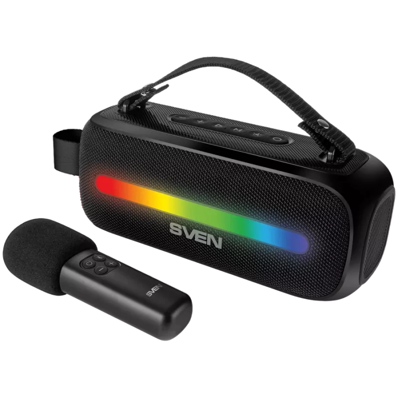 SVEN PS-255 Speaker, Black (12W, Bluetooth, FM, USB, Karaoke Mic, 3600mAh)
