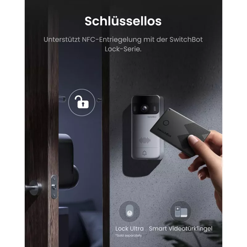 Switchbot SWB VDB-M-SW - WiFi Video Doorbell with 4.3 inch Color Display (White/Silver)