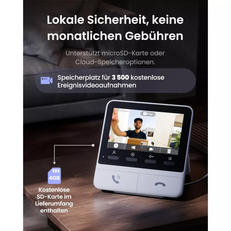 Switchbot SWB VDB-M-SW - WiFi Video Doorbell with 4.3 inch Color Display (White/Silver)