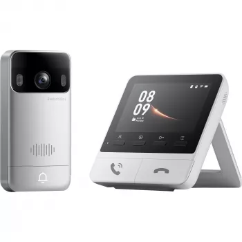Switchbot SWB VDB-M-SW - WiFi Video Doorbell with 4.3 inch Color Display (White/Silver)