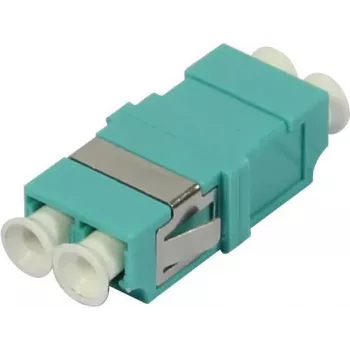 SYNERGY21 LC Duplex Multimode Fiber Optic Adapter, 50/125µm, Aqua, Flangeless S215481