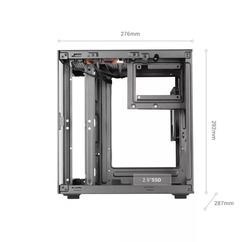 TACENS MARS MC-CUBE Micro-ATX Case, Black, Tempered Glass, ARGB, USB-C