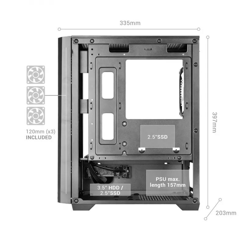 TACENS MARS MC-VECTOR 4xARGB USB-C Micro-ATX Tower Case