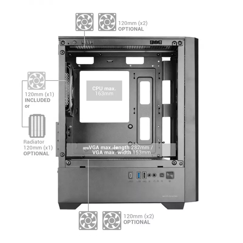 TACENS MARS MC-VECTOR 4xARGB USB-C Micro-ATX Tower Case