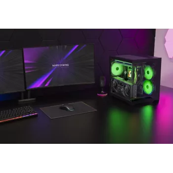 TACENS MARS MC-VIEW3 Micro-ATX Case with 3x ARGB Fans, USB-C, Tempered Glass