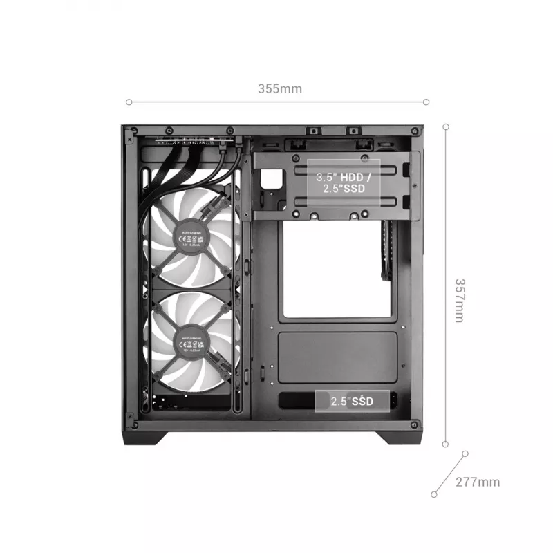 TACENS MARS MC-VIEW3 Micro-ATX Case with 3x ARGB Fans, USB-C, Tempered Glass
