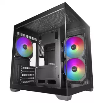 TACENS MARS MC-VIEW3 Micro-ATX Case with 3x ARGB Fans, USB-C, Tempered Glass