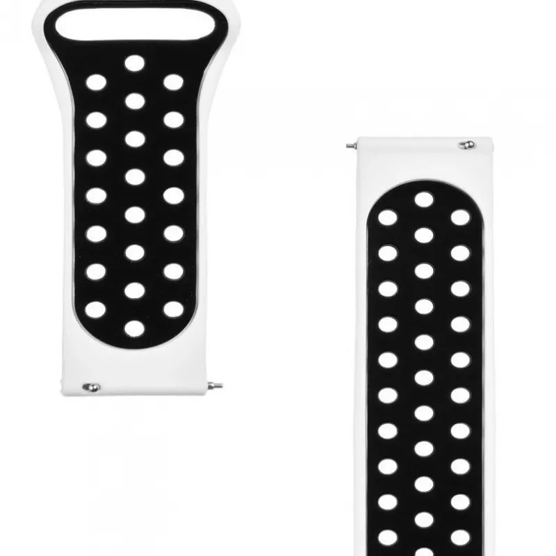 Tactical 20mm Double Silicone Watch Band White Black