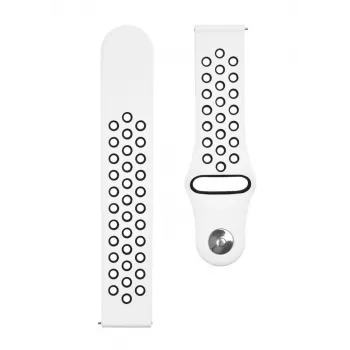 Tactical 20mm Double Silicone Watch Band White Black