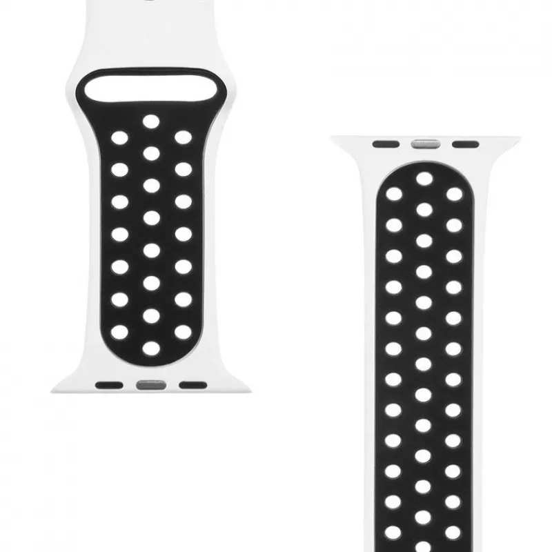 Tactical Apple Watch 42/44/45mm Double Silicone Strap White Black