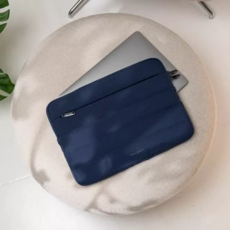 Targus Puffer Sleeve 15-16 inch Laptop Case, Midnight Blue, EcoSmart Recycled PET Polyester, TBS97502GL