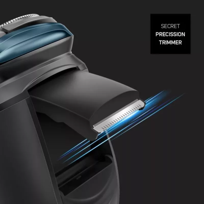 Taurus 3 Side Shave IPX7 Rotary Shaver with Trimmer Black/Blue