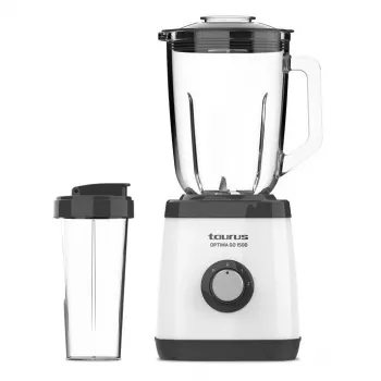Taurus OPTIMA GO 1500 Jug Blender, 1.5L Glass Jar, 1500W, 6 Stainless Steel Blades, Variable Speed, Pulse, Ice Crush, Black/Silver
