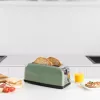 Taurus Vintage Olive-Coloured Toaster, 1500 W, 2 Long Slots, 7 Browning Levels, Defrost, Reheat, Stainless Steel