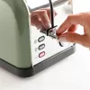 Taurus Vintage Olive-Coloured Toaster, 1500 W, 2 Long Slots, 7 Browning Levels, Defrost, Reheat, Stainless Steel