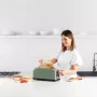 Taurus Vintage Olive-Coloured Toaster, 1500 W, 2 Long Slots, 7 Browning Levels, Defrost, Reheat, Stainless Steel