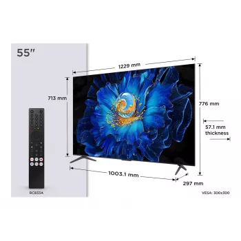TCL 55C69KS 55-inch 4K Ultra HD QLED Smart TV with Google TV, Dolby Vision, HDR10+, Metallic Bezel