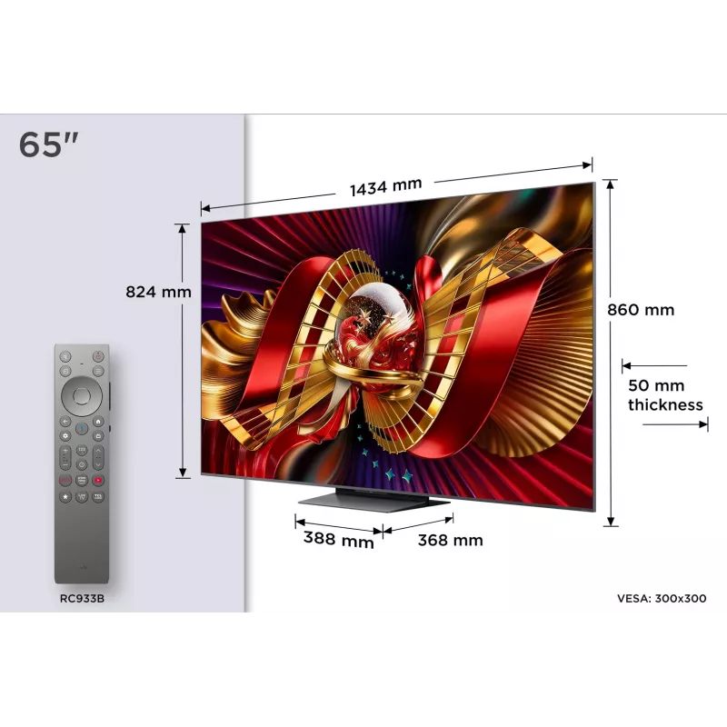 TCL 65C8L 65-Inch 4K Ultra HD Mini LED QLED Smart TV with Google TV, Dolby Vision IQ, 144Hz VRR, Onkyo 2.1 Audio