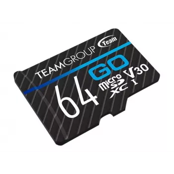 Team Group GO Card MicroSDXC 64GB UHS-I U3 Speed Class 10 V30 A1 with SD Adapter - Black