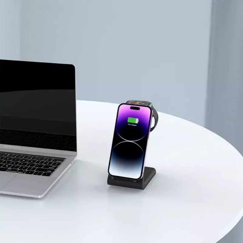 Tech-Protect A8 10W 3-in-1 Wireless Charging Stand for Smartphone, Headphones, Smartwatch - Black