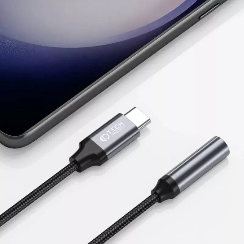 Tech-Protect USB-C to 3.5mm Mini Jack Audio Adapter (Female) - Black