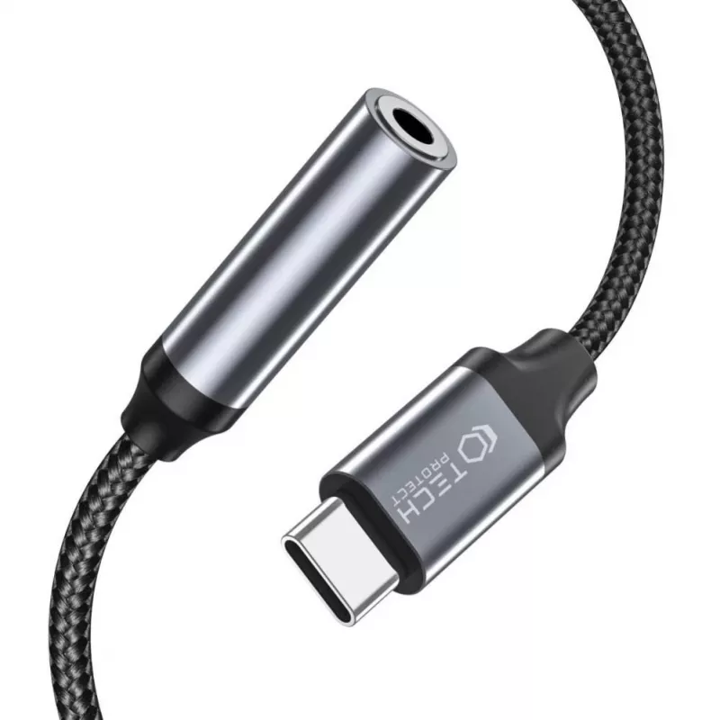 Tech-Protect USB-C to 3.5mm Mini Jack Audio Adapter (Female) - Black