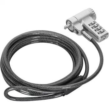 Techly IQ-LOK-17-K Notebook Security Cable with Combination Lock, 2m Braided Steel