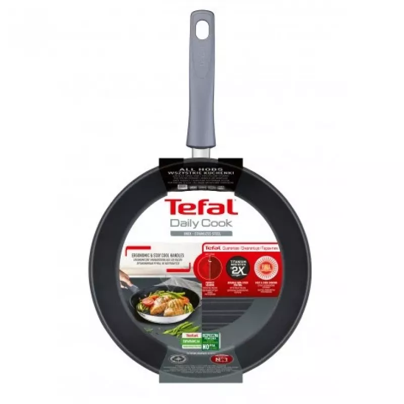 Tefal Daily Cook G7314055 26 cm Grill Pan with Titanium Non-Stick Coating and Thermo-Signal