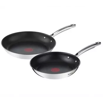 Tefal Duetto+ G732S255 2-Piece Stainless Steel Cookware Set with Straining Lids and Pouring Spouts (16cm Saucepan + 20cm Stewpot)